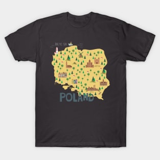 Poland Illustrated Map T-Shirt